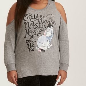 Torrid EEYORE COLD SHOULDER SWEATSHIRT SIZE 4